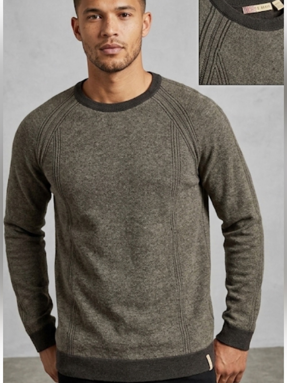 Ted Baker Men's Gray Sweater  size 2 (Small) gray/black